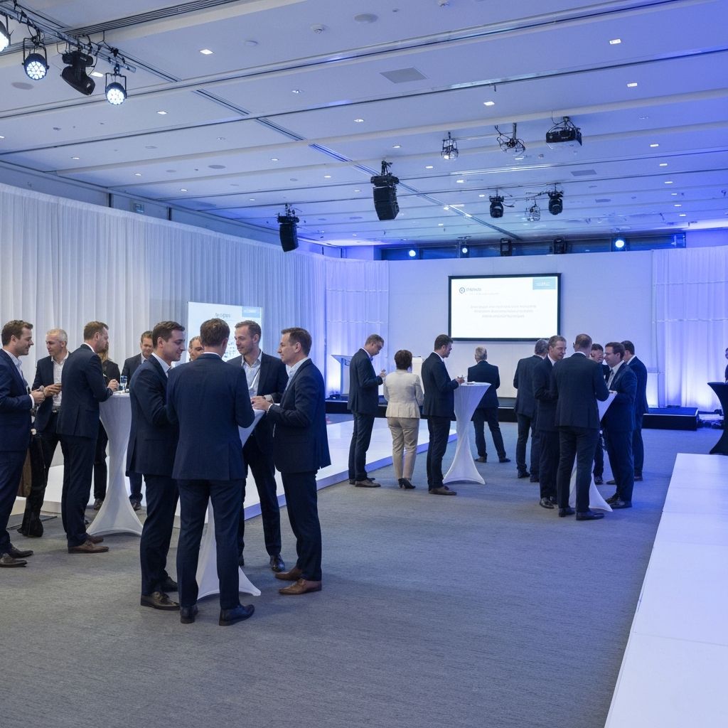 Evento corporativo en sala moderna
