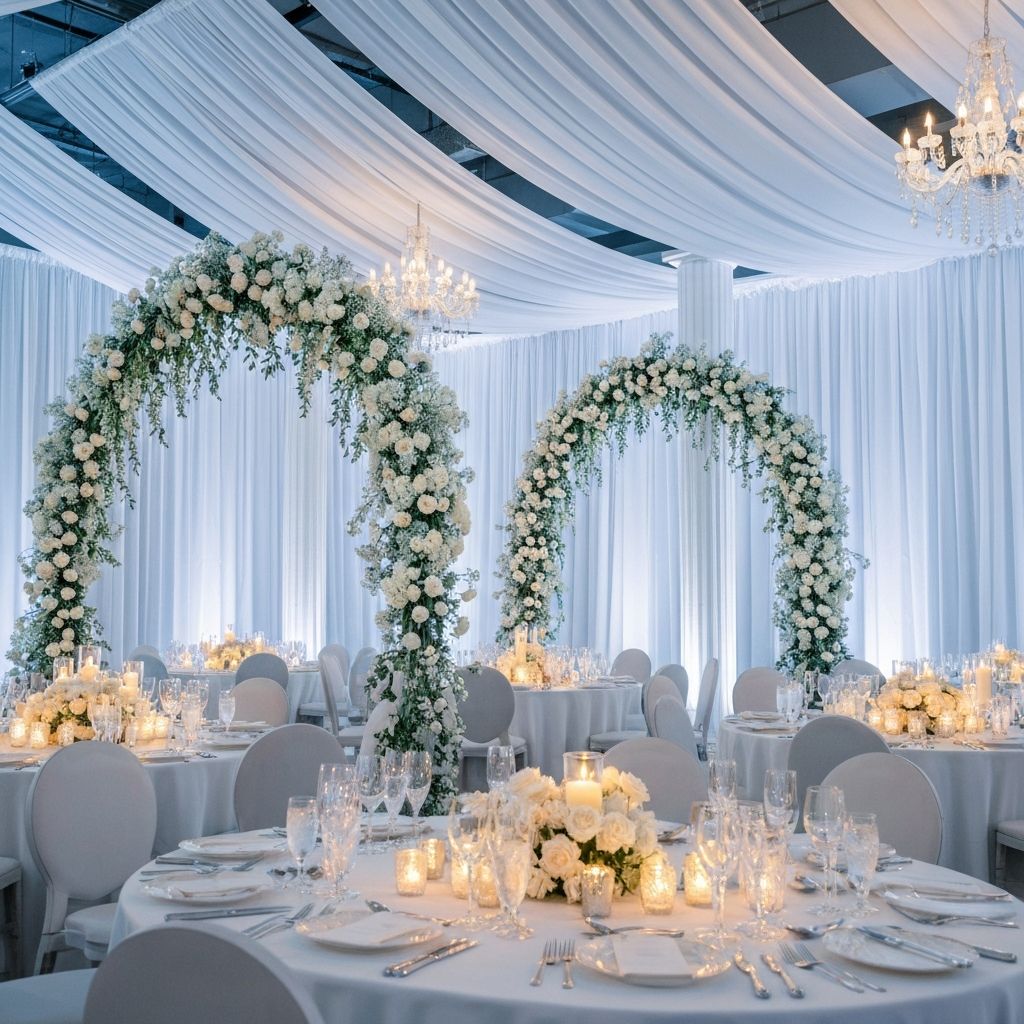 Recepción de boda elegante con decoración romántica